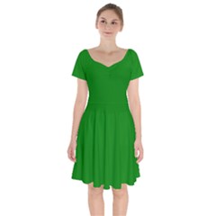 Color Green Short Sleeve Bardot Dress by Kultjers