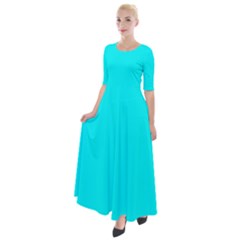 Color Aqua / Cyan Half Sleeves Maxi Dress by Kultjers