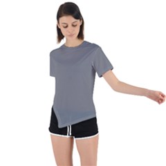 Color Grey Asymmetrical Short Sleeve Sports Tee