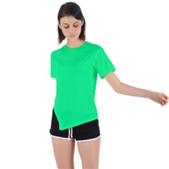 Color Spring Green Asymmetrical Short Sleeve Sports Tee