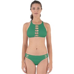 Color Sea Green Perfectly Cut Out Bikini Set by Kultjers