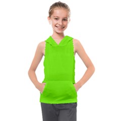 Color Lawn Green Kids  Sleeveless Hoodie