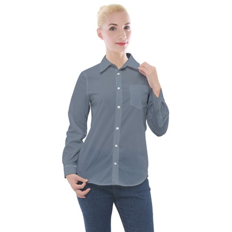 Color Slate Grey Women s Long Sleeve Pocket Shirt by Kultjers