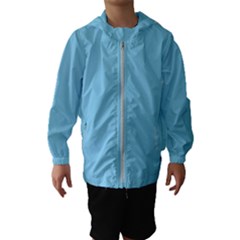 Color Sky Blue Kids  Hooded Windbreaker by Kultjers