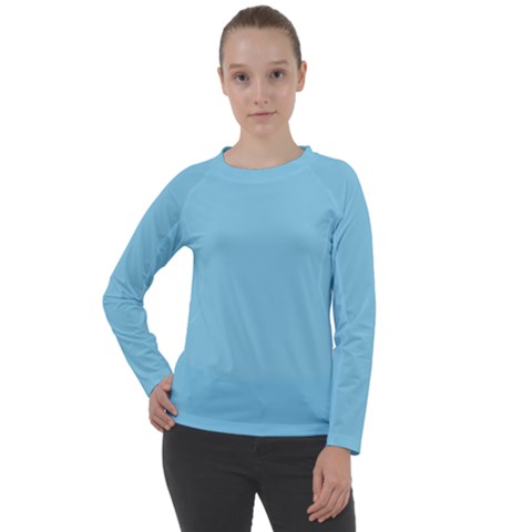 Color Sky Blue Women s Long Sleeve Raglan Tee by Kultjers