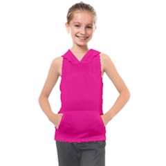 Color Deep Pink Kids  Sleeveless Hoodie by Kultjers