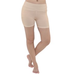 Color Peach Puff Lightweight Velour Yoga Shorts by Kultjers