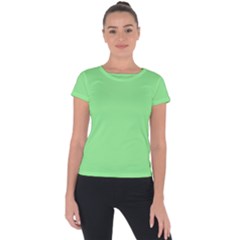 Color Light Green Short Sleeve Sports Top  by Kultjers