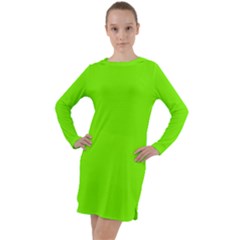 Color Chartreuse Long Sleeve Hoodie Dress