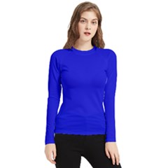 Color Medium Blue Women s Long Sleeve Rash Guard by Kultjers