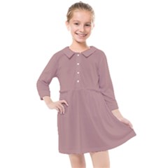 Color Rosy Brown Kids  Quarter Sleeve Shirt Dress by Kultjers