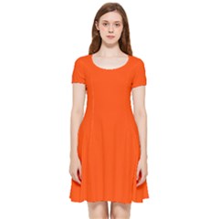 Color Orange Red Inside Out Cap Sleeve Dress by Kultjers