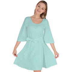 Color Pale Turquoise Velour Kimono Dress