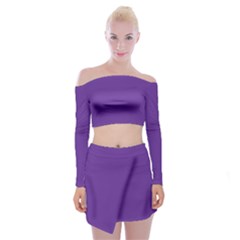 Color Rebecca Purple Off Shoulder Top With Mini Skirt Set