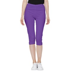 Color Rebecca Purple Inside Out Lightweight Velour Capri Leggings  by Kultjers