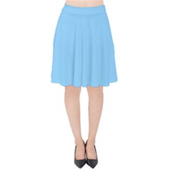Color Light Sky Blue Velvet High Waist Skirt by Kultjers