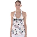 Tropical Floral Pattern Babydoll Tankini Top View1