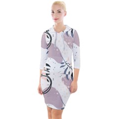 Tropical Floral Pattern Quarter Sleeve Hood Bodycon Dress