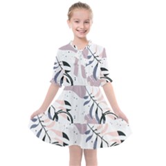 Tropical Floral Pattern Kids  All Frills Chiffon Dress by designsbymallika