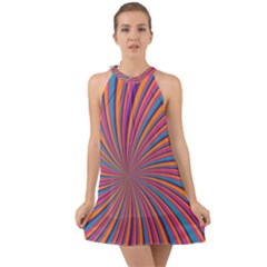 Psychedelic Groovy Pattern 2 Halter Tie Back Chiffon Dress by designsbymallika