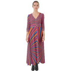 Psychedelic Groovy Pattern 2 Button Up Boho Maxi Dress