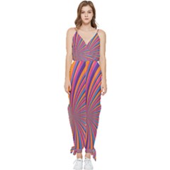 Psychedelic Groovy Pattern 2 Sleeveless Tie Ankle Jumpsuit