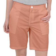 Color Dark Salmon Pocket Shorts