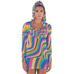 Psychedelic Groocy Pattern Long Sleeve Hooded T-shirt by designsbymallika