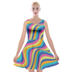 Psychedelic Groocy Pattern Velvet Skater Dress by designsbymallika