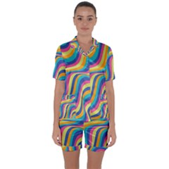 Psychedelic Groocy Pattern Satin Short Sleeve Pajamas Set by designsbymallika
