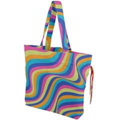 Psychedelic Groocy Pattern Drawstring Tote Bag by designsbymallika