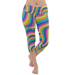 Psychedelic Groocy Pattern Lightweight Velour Capri Yoga Leggings by designsbymallika
