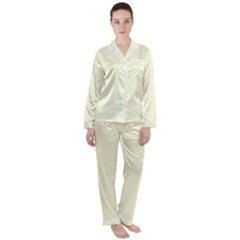 Color Light Yellow Satin Long Sleeve Pajamas Set
