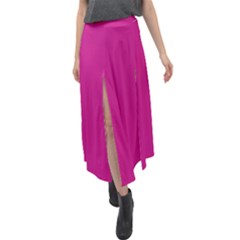 Color Medium Violet Red Velour Split Maxi Skirt