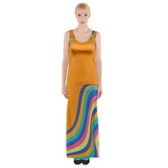 Psychedelic-groovy-pattern Thigh Split Maxi Dress