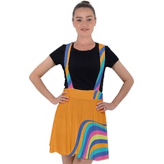 Psychedelic-groovy-pattern Velvet Suspender Skater Skirt by designsbymallika