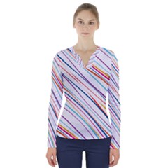 Beautiful Stripes V-neck Long Sleeve Top by designsbymallika