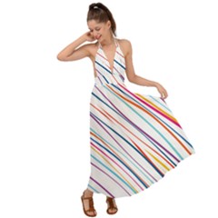 Beautiful Stripes Backless Maxi Beach Dress by designsbymallika