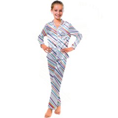 Beautiful Stripes Kid s Satin Long Sleeve Pajamas Set by designsbymallika