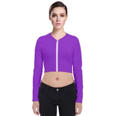 Color Dark Orchid Long Sleeve Zip Up Bomber Jacket by Kultjers