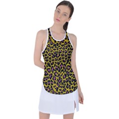 Pattern Leopard Yellow Fur Racer Back Mesh Tank Top by JustToWear