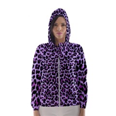 Pattern Leopard Purple Fur Women s Hooded Windbreaker by JustToWear