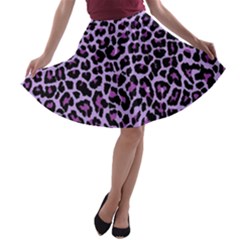 Pattern Leopard Purple Fur A-line Skater Skirt