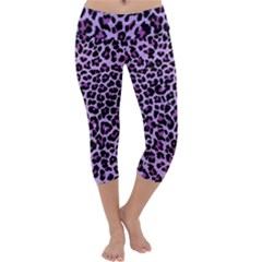 Pattern Leopard Purple Fur Capri Yoga Leggings by JustToWear