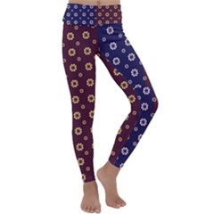 Baatik Print Kids  Lightweight Velour Classic Yoga Leggings by designsbymallika