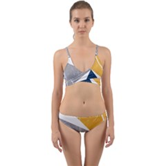 Abstrait Triangles Jaune/bleu/gris Wrap Around Bikini Set by kcreatif