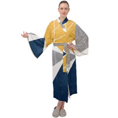 Abstrait Triangles Jaune/bleu/gris Maxi Velour Kimono by kcreatif