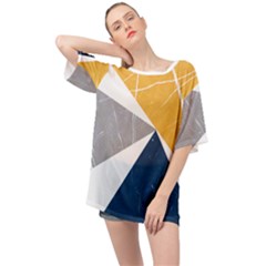 Abstrait Triangles Jaune/bleu/gris Oversized Chiffon Top by kcreatif