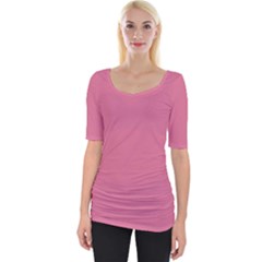 Color Pale Violet Red Wide Neckline Tee