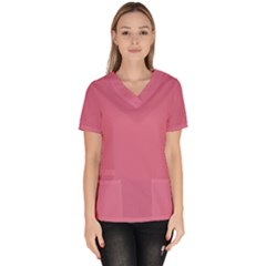 Color Pale Violet Red Women s V-neck Scrub Top by Kultjers